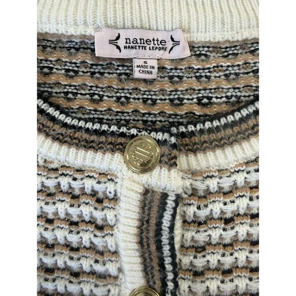 Nanette Lepore Cardigan Camel/ Cream Cozy Prewashed Yarn Cardigan Jacket S NWT - Picture 7 of 10